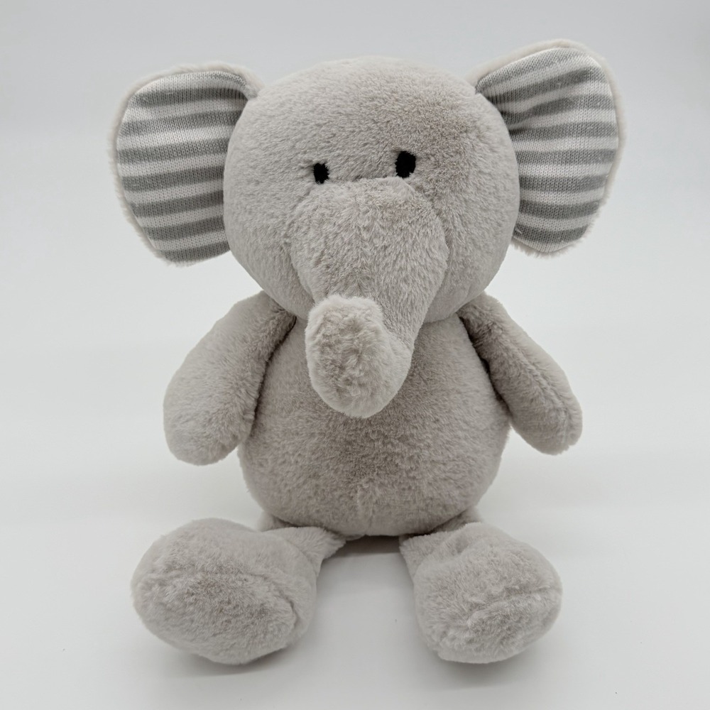 Kellytoy Bee Happy Elephant Plush Rattle 14" Gray Striped Ears 2019